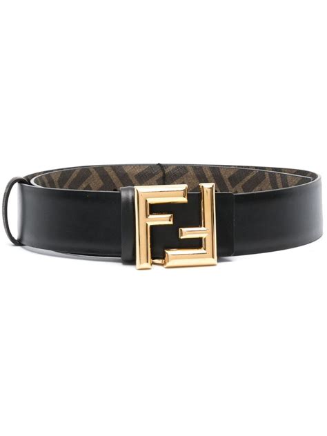 fendi logo buckle leather belt